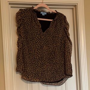 CeCe Brown Leopard Print Blouse